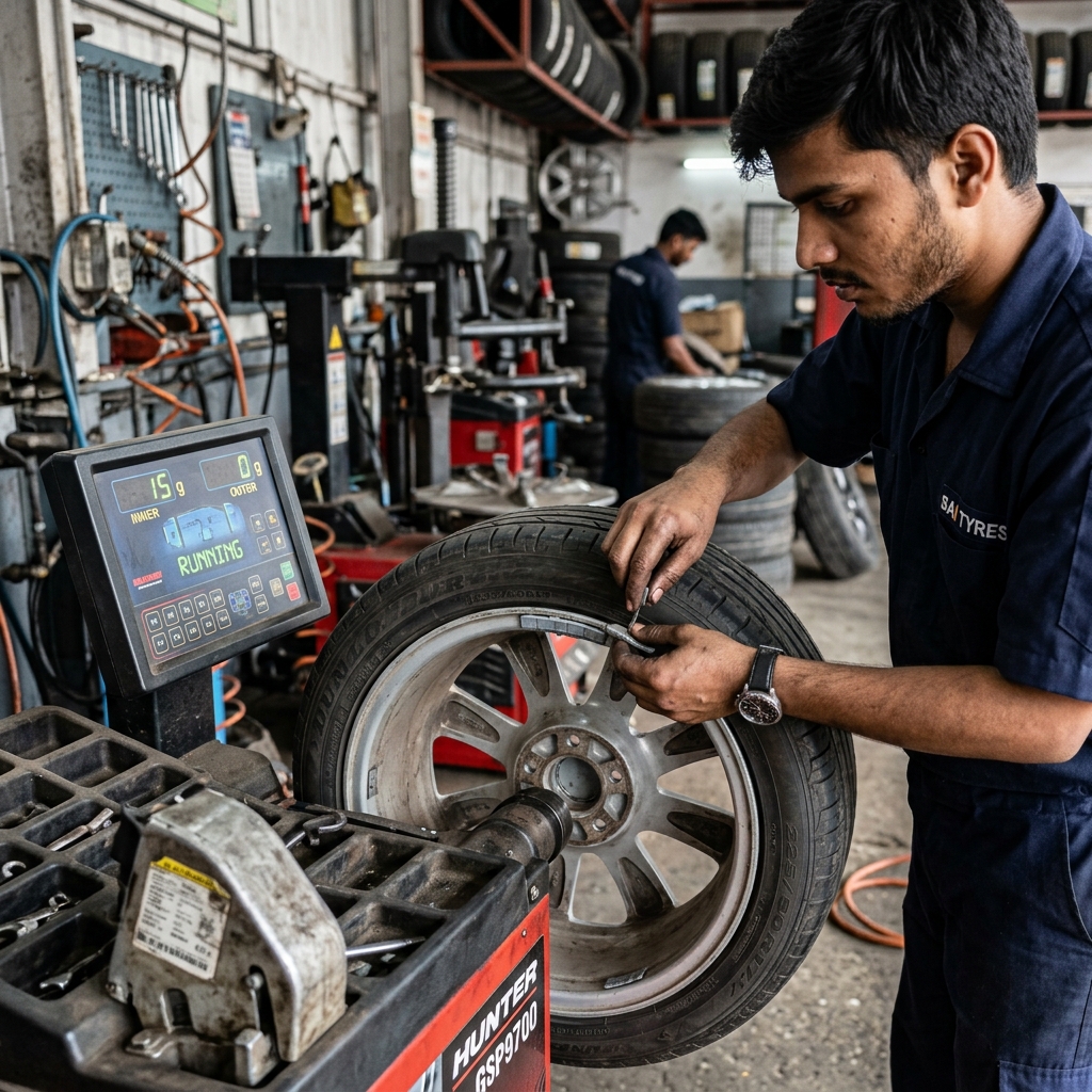 Wheel balancing service for smoother car tyre performance